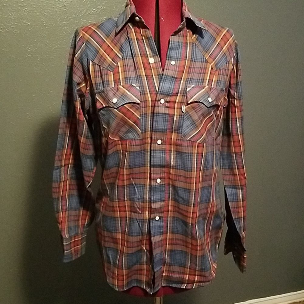 Levi plaid pearl snap button up